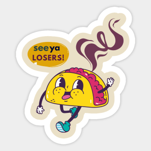 Funny Taco Cartoon Sticker